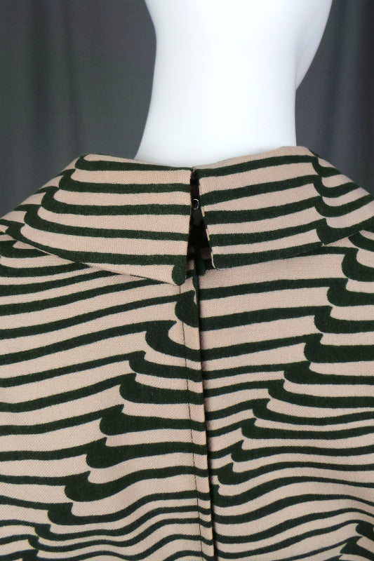 1960s Deep Olive Green and Ecru Belted Dress | Hucke | L