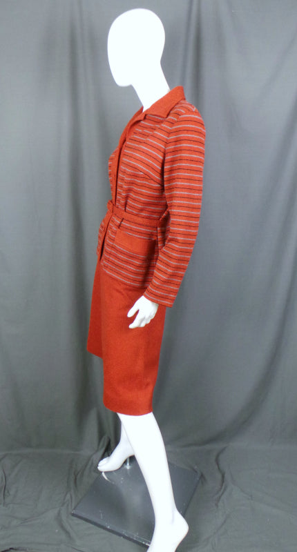 1970s Terracotta Striped Boucle Co-Ord | Queenswear | L