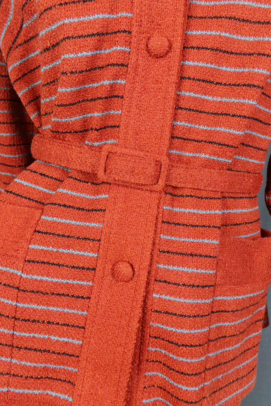 1970s Terracotta Striped Boucle Co-Ord | Queenswear | L