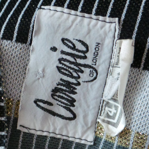 1960s Black and Gold Stripe Crimplene Dress | Carnegie | 2XL