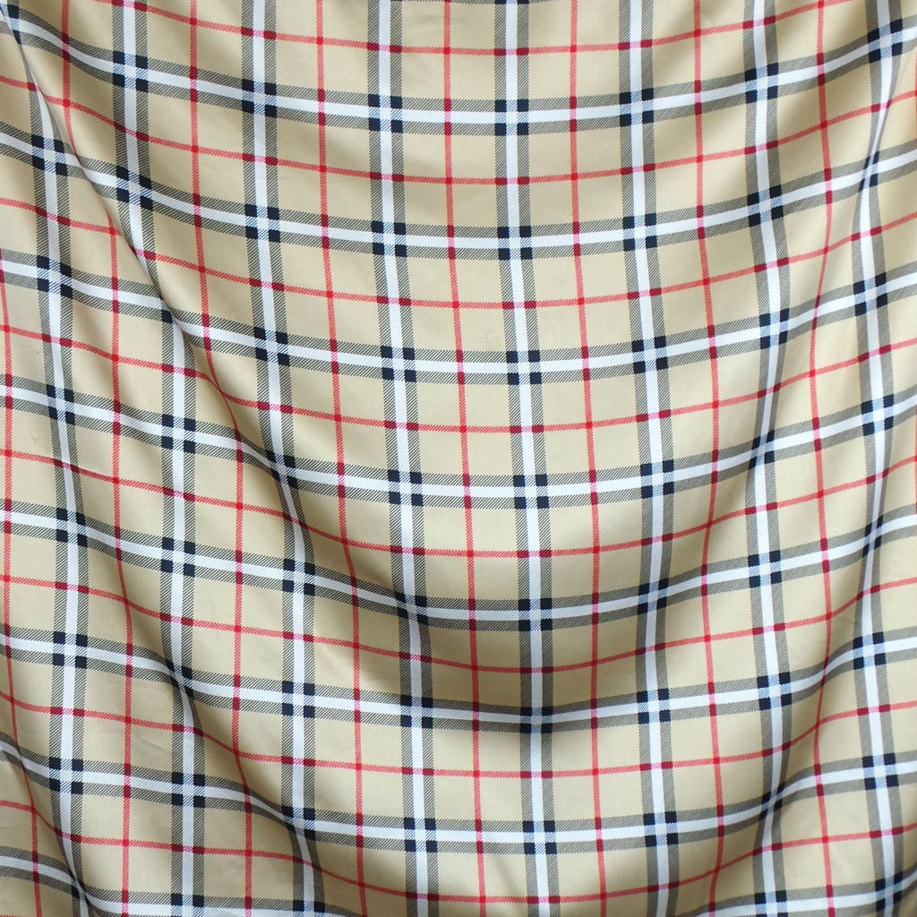 1980s Classic Tan Checked Large Vintage Scarf