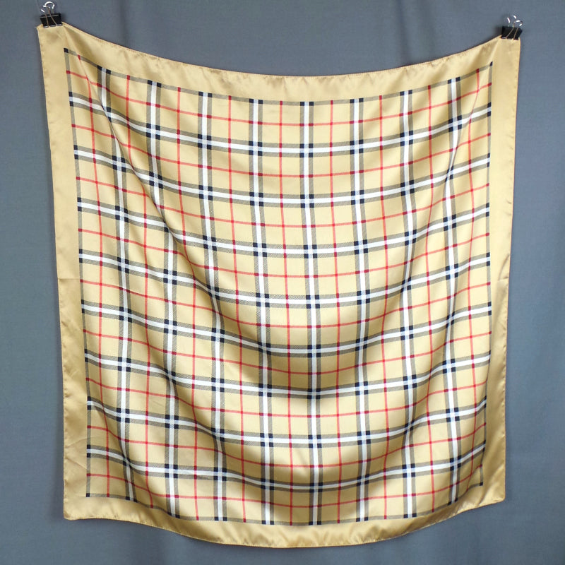 1980s Classic Tan Checked Large Scarf