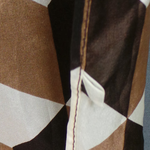 1970s Brown Cube Print Long Scarf