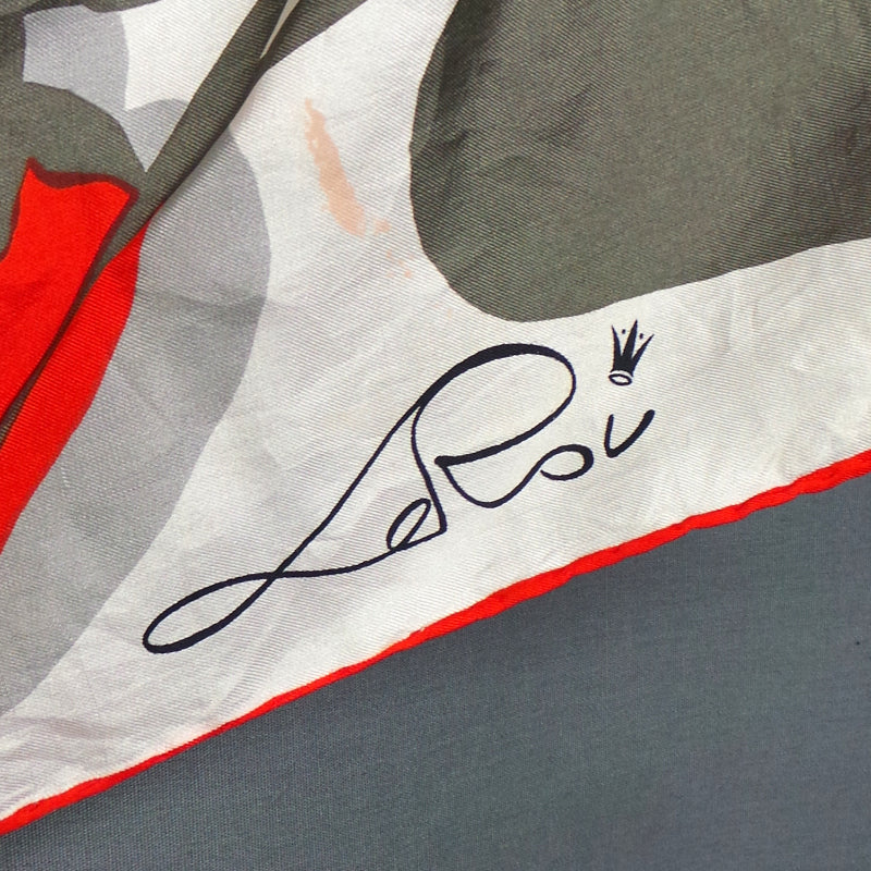 1970s Red, White and Grey Simple Silk Scarf | La Rou