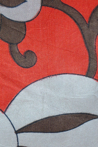 1960s Red and Brown Bold Blooms Scarf