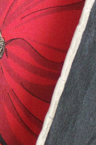 1980s Black and Red Large Floral Silk Scarf | Aquascutum