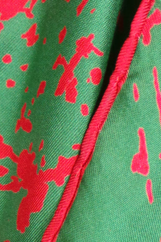 1960s Green and Red Paint Splatter Silk Scarf | Jacqmar