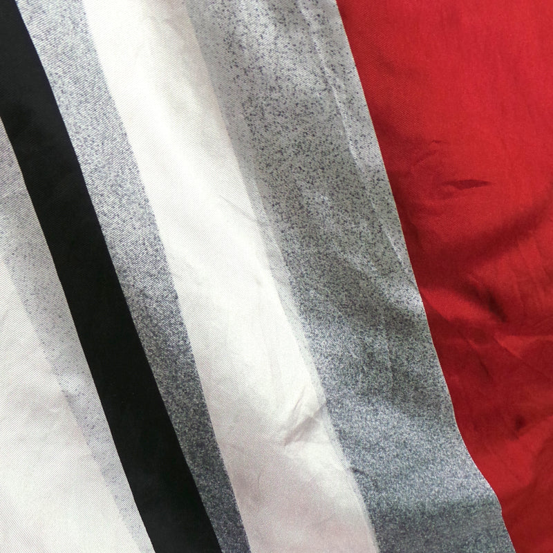 1980s Red, Black and White Graphic Print Silk Scarf
