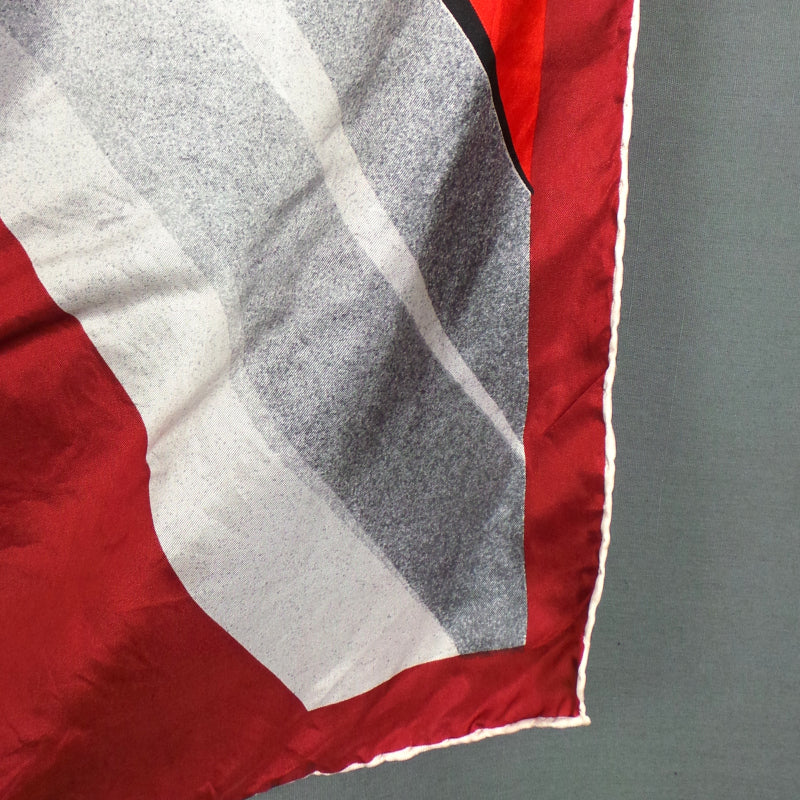 1980s Red, Black and White Graphic Print Silk Scarf