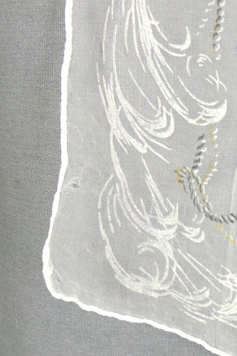 1950s White Hand Painted Pirate Ship Scarf
