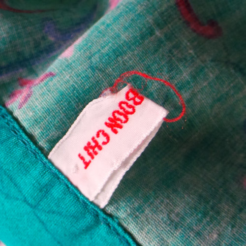 1980s Jade Green Pink Hibiscus Kaftan | Boon Chit | 3XL