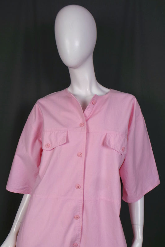 1980s Marshmallow Pink Cotton Boilersuit | 2XL