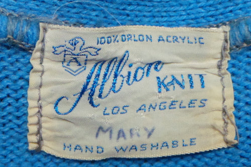 1950s Blue Varsity V-Neck Tank Vest | M