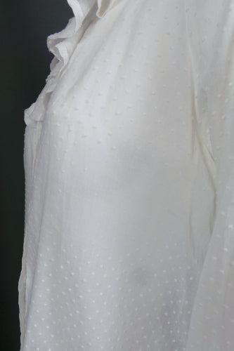 1980s White Swiss Dot Frill Blouse | Laura Ashley | L