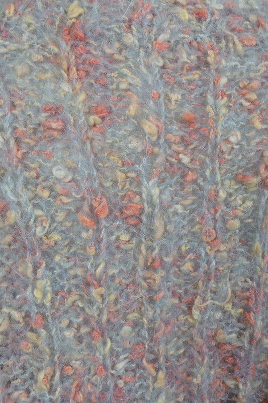 1980s Peach Grey Handknit Jumper | 3XL