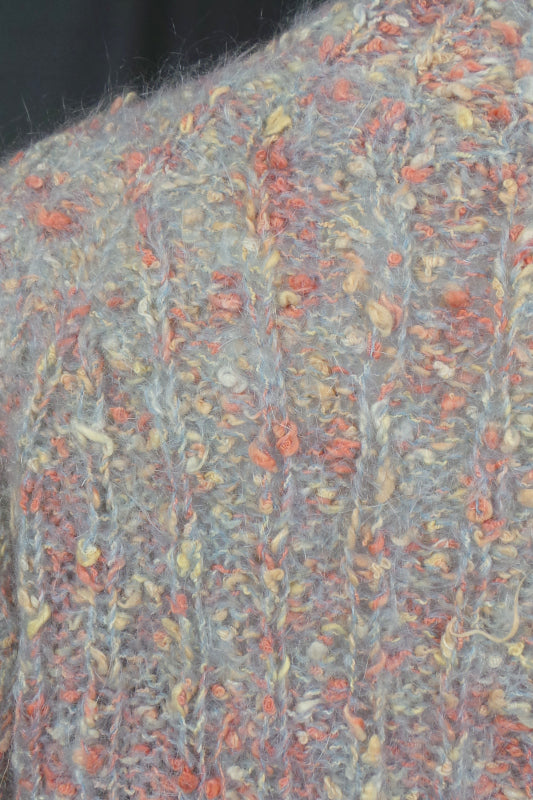 1980s Peach Grey Handknit Jumper | 3XL