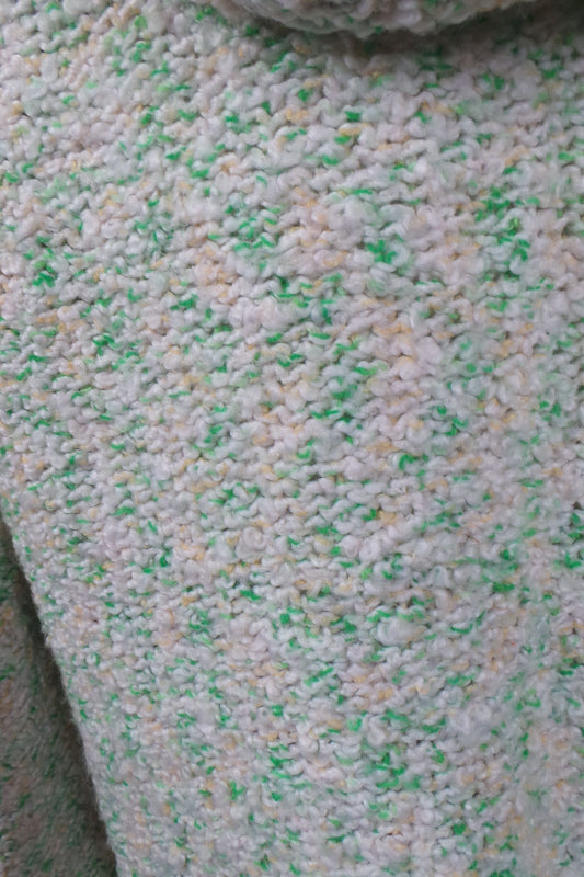 1980s Cream Green Handknit Hoody | 3XL