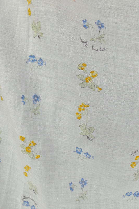 1960s White and Red Ditsy Floral Cotton Scarf