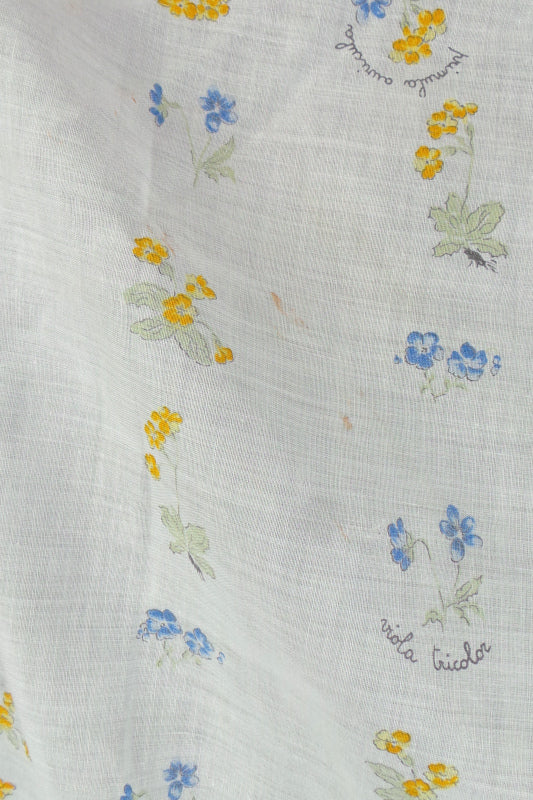 1960s White and Red Ditsy Floral Cotton Scarf