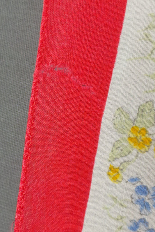 1960s White and Red Ditsy Floral Cotton Scarf