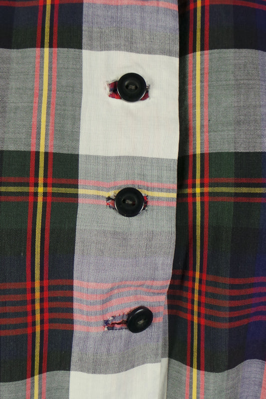 1950s Purple and Red Plaid Check Classic Shirtwaister Dress, 38in Bust