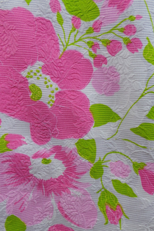 1970s Pink & White Peony Open Back Dress | Estevez | XS
