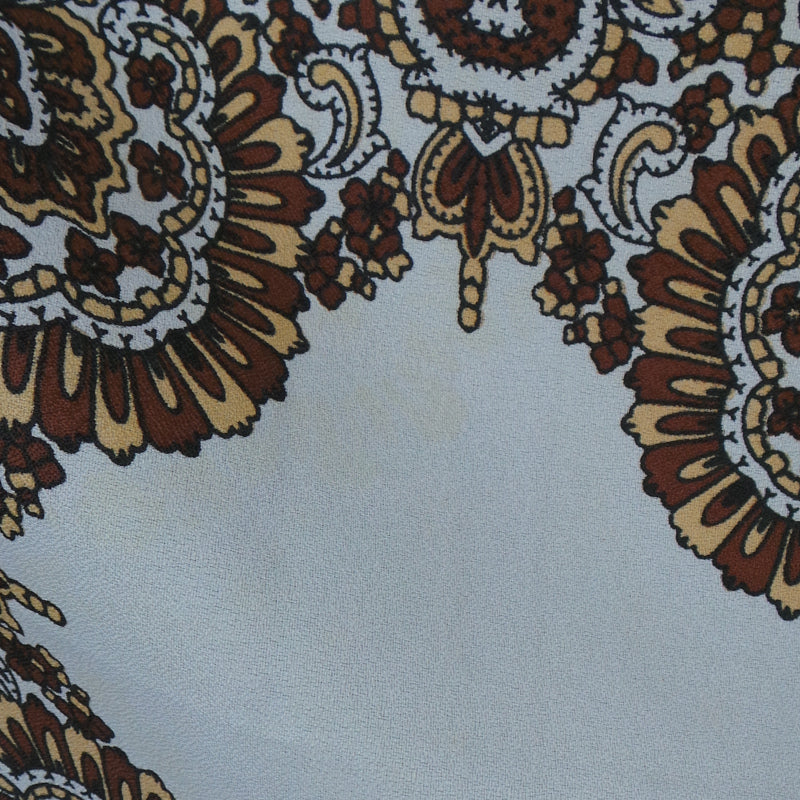 1970s Brown Hand Painted Paisley Scarf