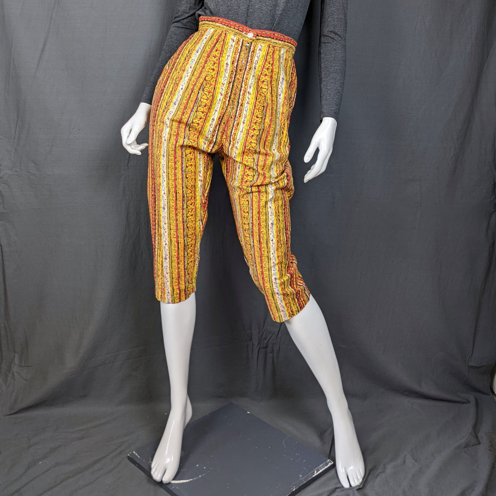 1950s Yellow and Red Cropped Vintage Capri Pants