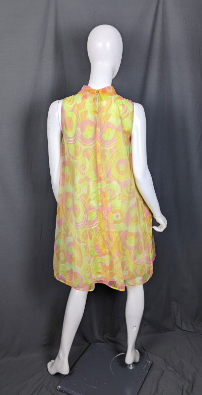 1960s Psychedelic Swirl Baby Doll Dress| Dorsam | M