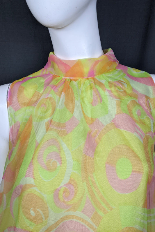 1960s Psychedelic Swirl Baby Doll Dress| Dorsam | M