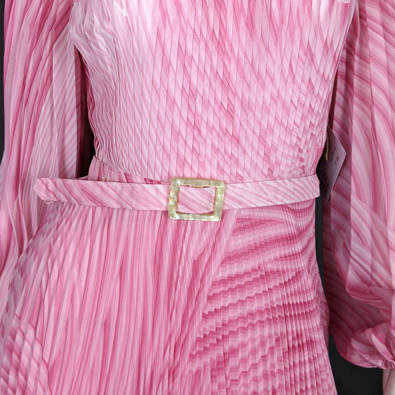 1970s Pink Pleated Swirl Dress | Fink Modell | M