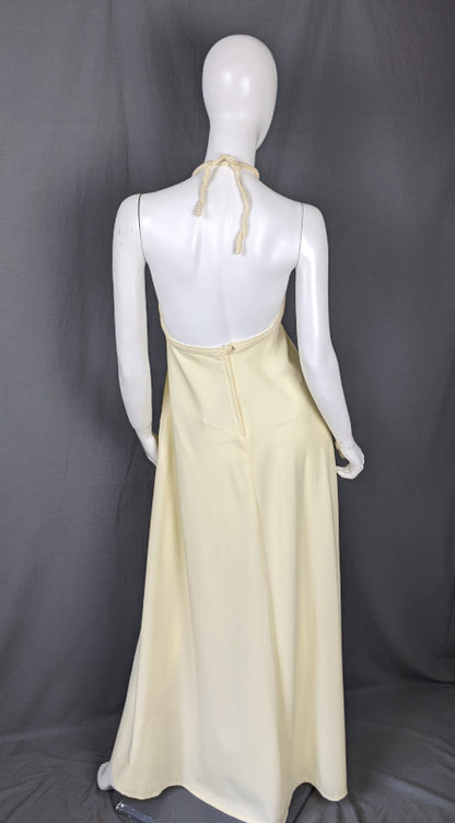 1960s Cream Crochet Halter Neck Dress | Sheryl Rawstron | XS