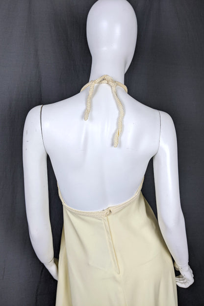 1960s Cream Crochet Halter Neck Dress | Sheryl Rawstron | XS