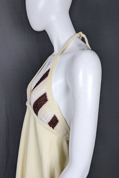 1960s Cream Crochet Halter Neck Dress | Sheryl Rawstron | XS