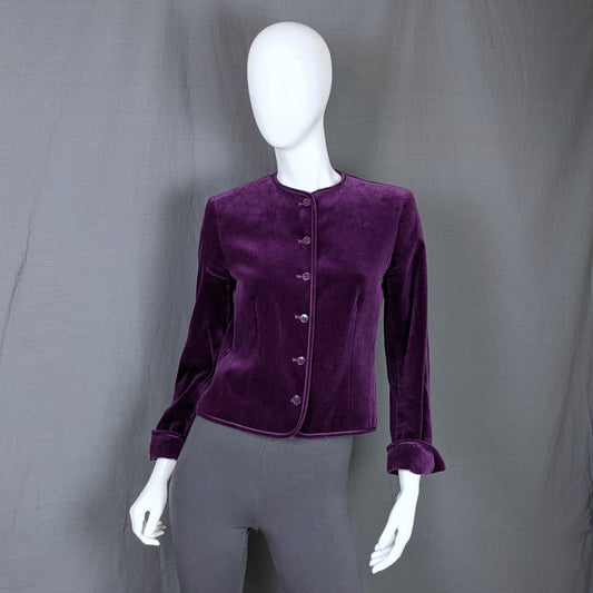 1980s Purple Velvet Fitted Vintage Jacket Jaeger