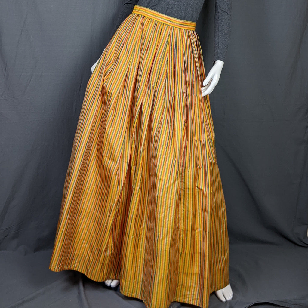 1980s Yellow Striped Silk Vintage Maxi Skirt | Caroline Charles 