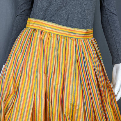 1980s Yellow Striped Silk Maxi Skirt | Caroline Charles | S