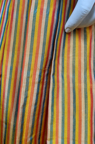 1980s Yellow Striped Silk Maxi Skirt | Caroline Charles | S