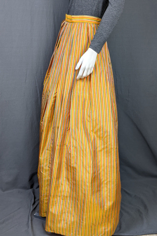 1980s Yellow Striped Silk Maxi Skirt | Caroline Charles | S