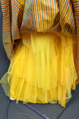 1980s Yellow Striped Silk Maxi Skirt | Caroline Charles | S