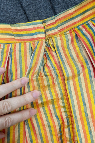 1980s Yellow Striped Silk Maxi Skirt | Caroline Charles | S