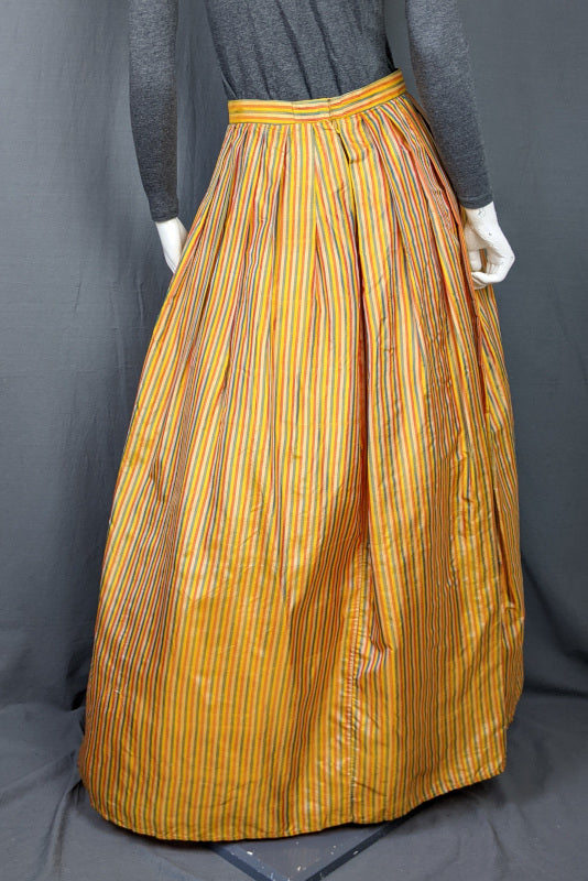 1980s Yellow Striped Silk Maxi Skirt | Caroline Charles | S