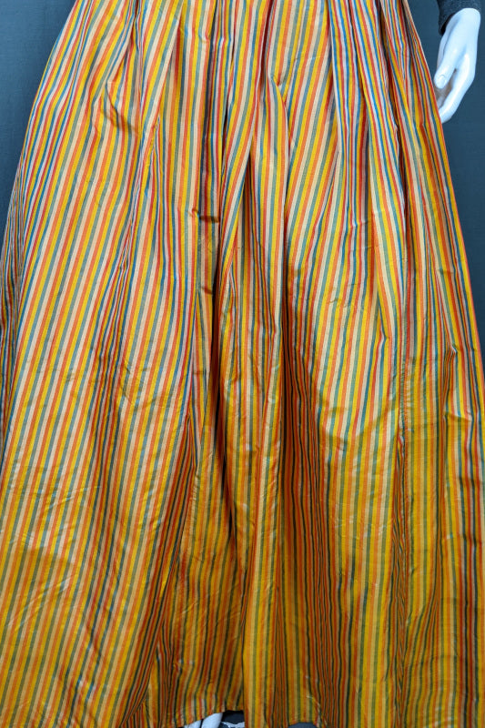 1980s Yellow Striped Silk Maxi Skirt | Caroline Charles | S