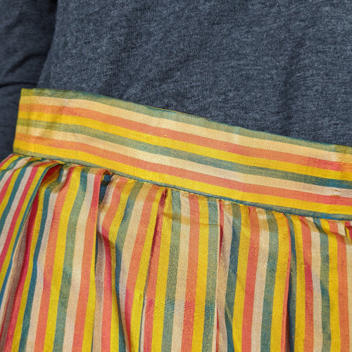 1980s Yellow Striped Silk Maxi Skirt | Caroline Charles | S