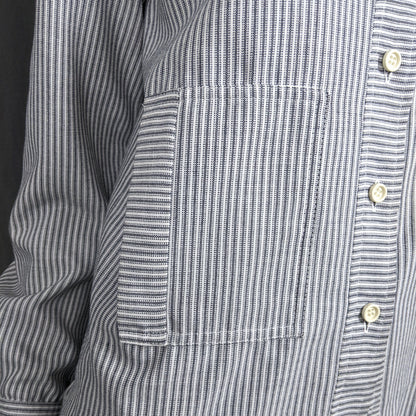 1980s White & Black Striped Chore Jacket | L