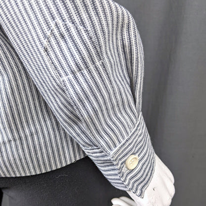 1980s White & Black Striped Chore Jacket | L