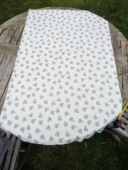 1960s Cream Penny Farthing Novelty Print Crimplene Fabric