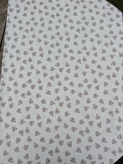 1960s Cream Penny Farthing Novelty Print Crimplene Fabric
