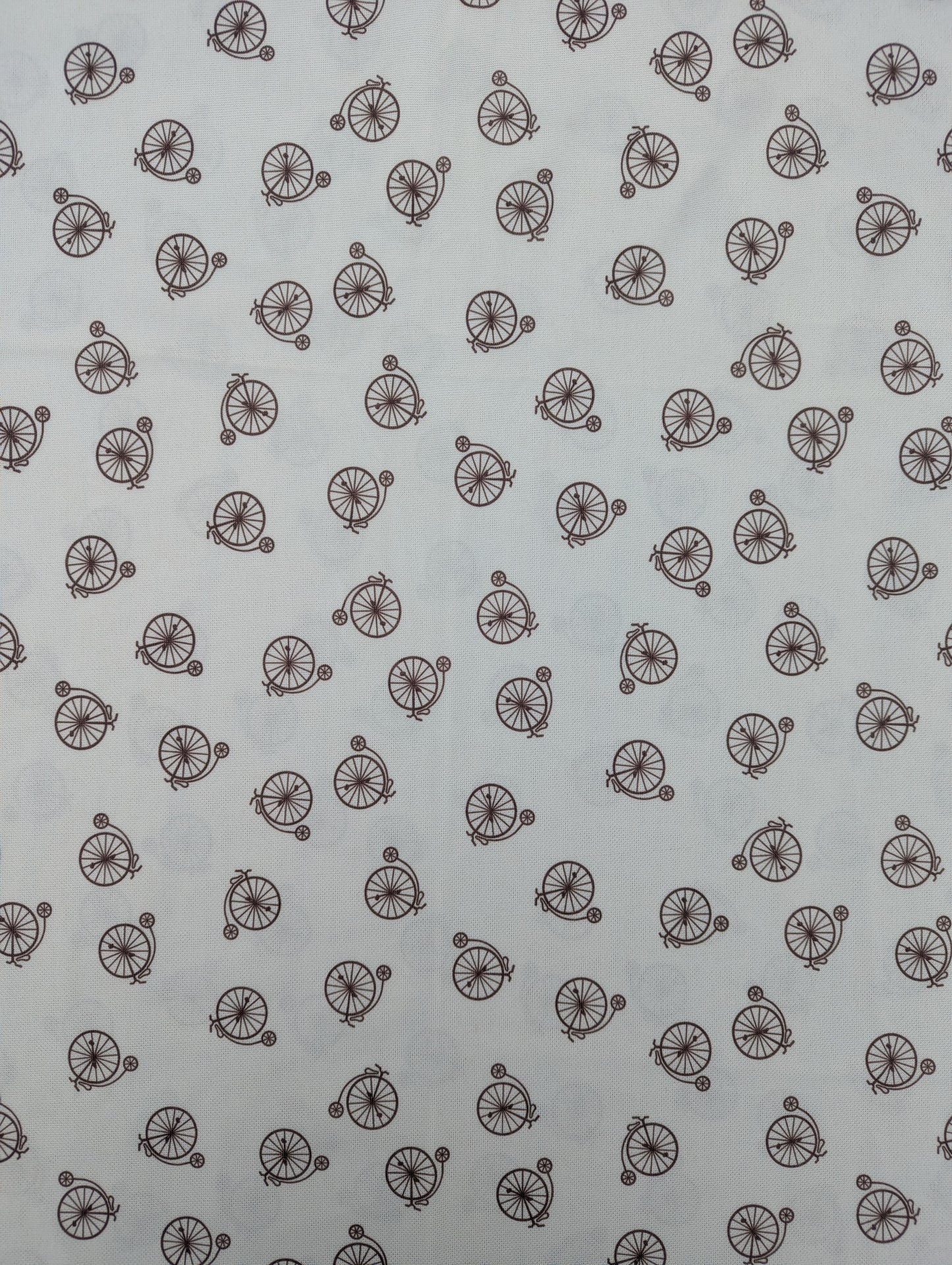 1960s Cream Penny Farthing Novelty Print Crimplene Fabric