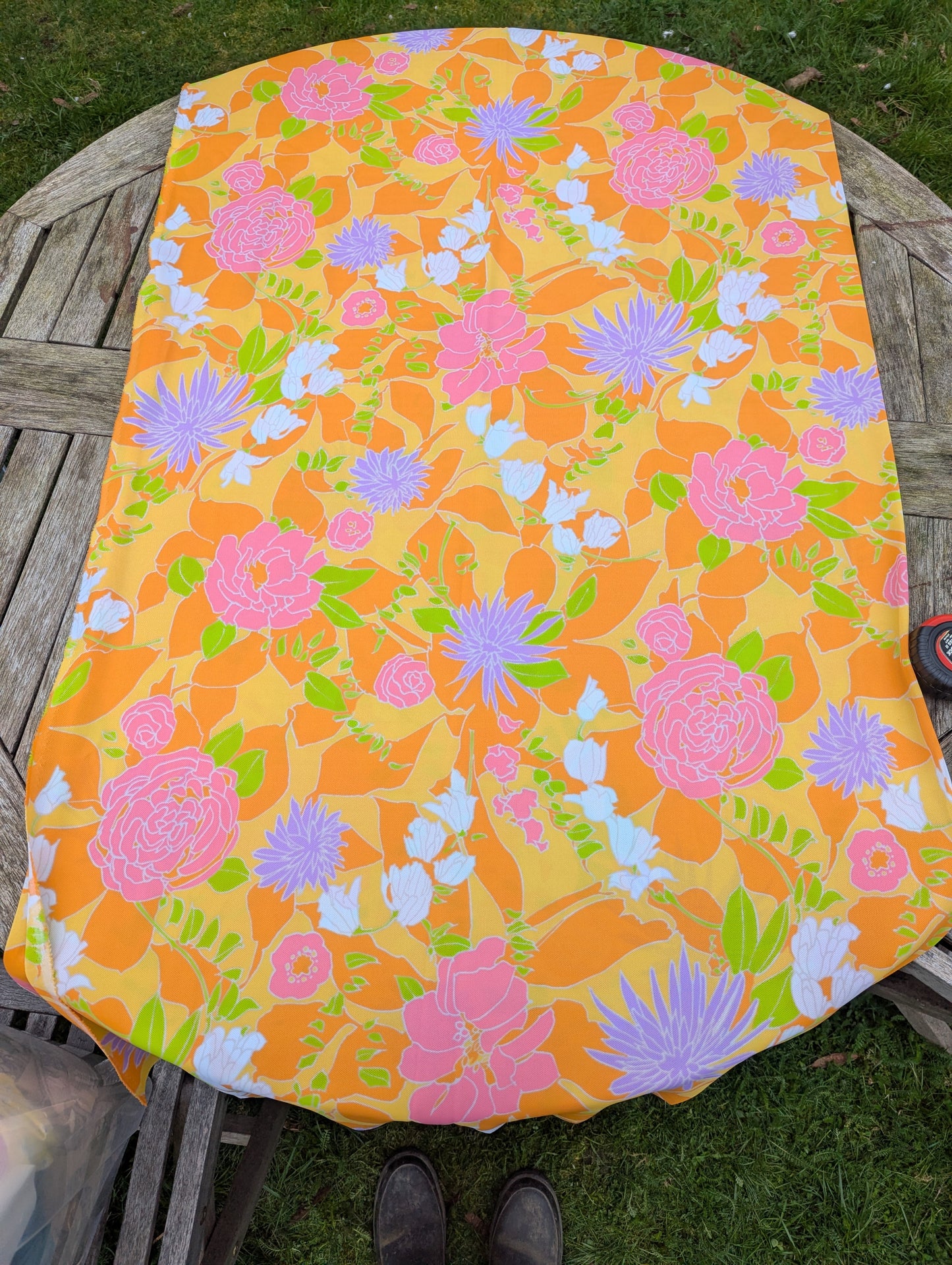 1960s Bright Floral Polyester Fabric